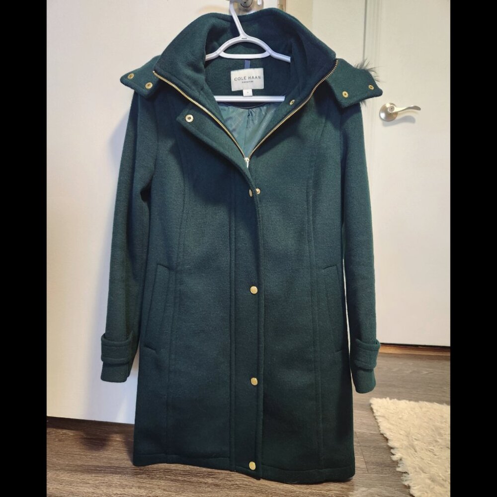 Cole Haan Women's Green Wool Coat Size 2